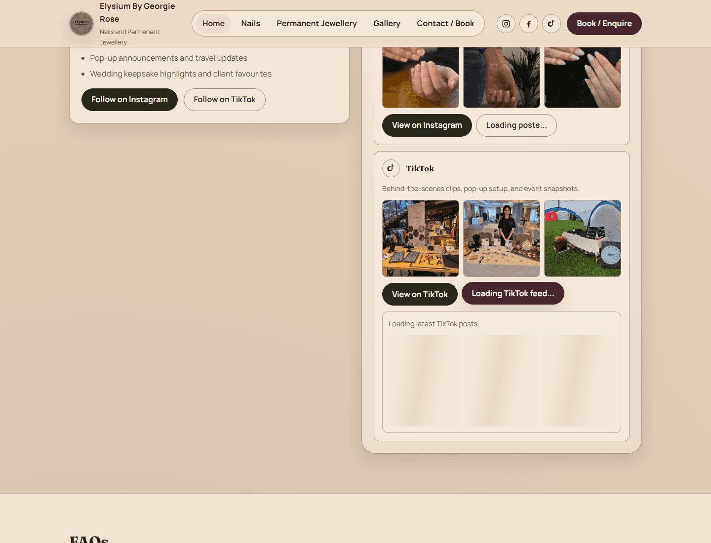 Elysium By Georgie Rose website screenshot shown inside a browser frame.